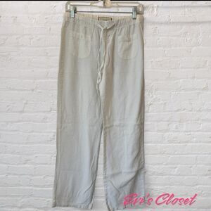 Angel Kiss Women's Paper bag Pants Size L Linen Blend White